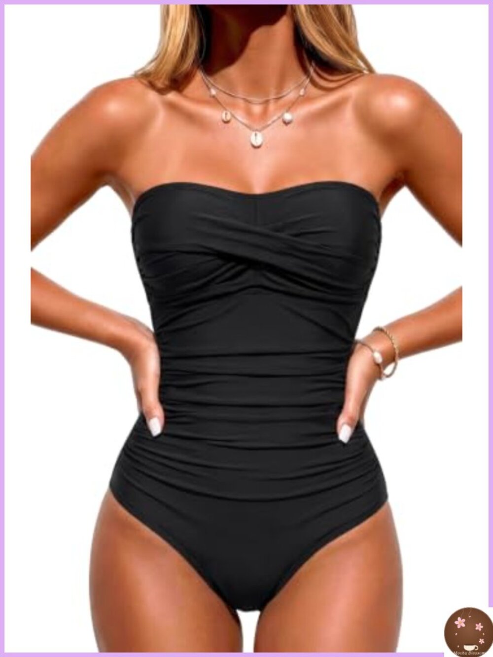 Strapless One Piece Swimsuit Tummy Control Bandeau Bathing Suit